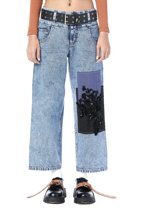 Handcrafted patchwork jeans